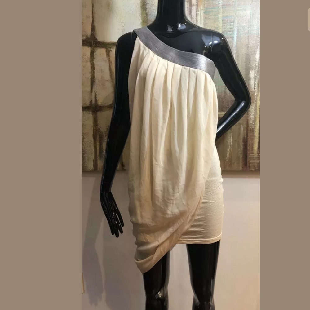 Umgee One Shoulder Fitted Drape Dress Size Medium